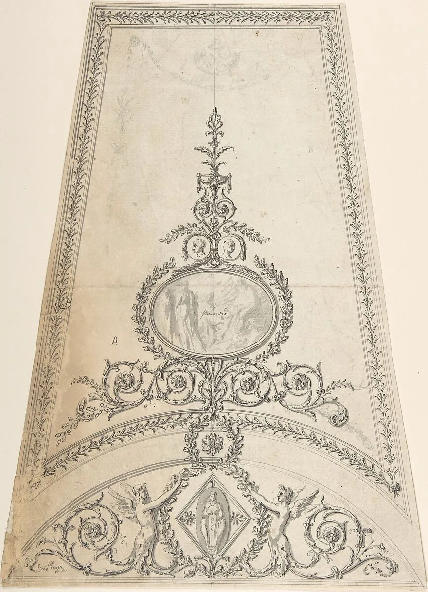 Design for Segment of an Octagonal Ceiling; Gower House, Whitehall, London — Sir William Chambers|John Yenn