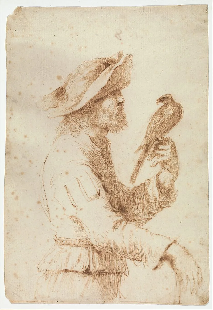 A Falconer in Profile to the Right — Follower of Guercino