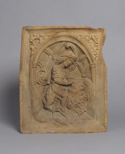 Oven Tile with Samson and the Lion (Based on an Engraving by Master E.S.)