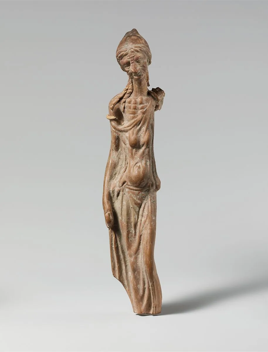 Terracotta statuette of an emaciated woman — Unknown
