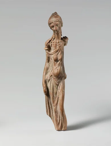 Terracotta statuette of an emaciated woman