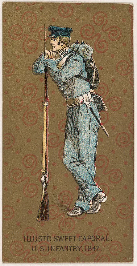 Infantry, United States Army, 1847, from the Military Series (N224) issued by Kinney Tobacco Company to promote Sweet Caporal Cigarettes — Kinney Brothers Tobacco Company