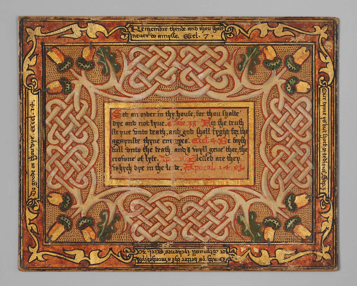 Trencher with quotation from The Governance of Virtue (1566) (one of a set) — Unknown