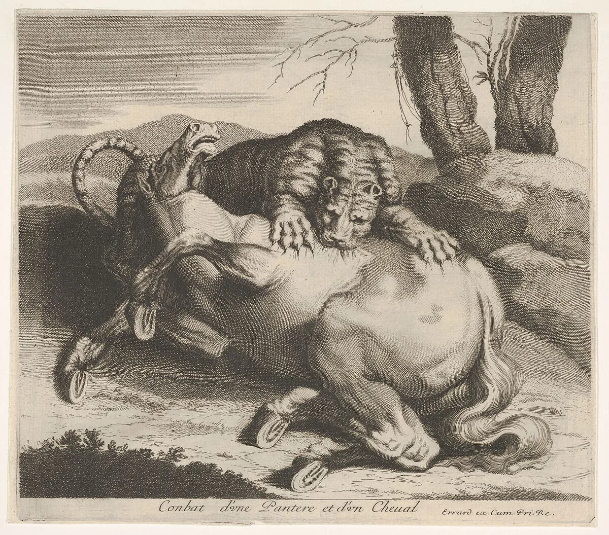 Conbat d'une Pantere et d'un Cheval — Charles Errard le fils