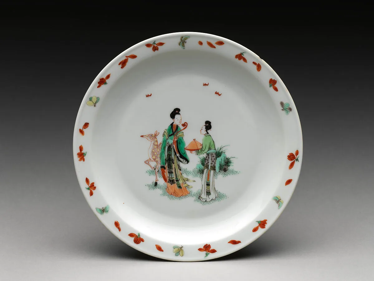 清康熙 景德鎮窯五彩仙女圖盤|Plate with fairies — Unknown