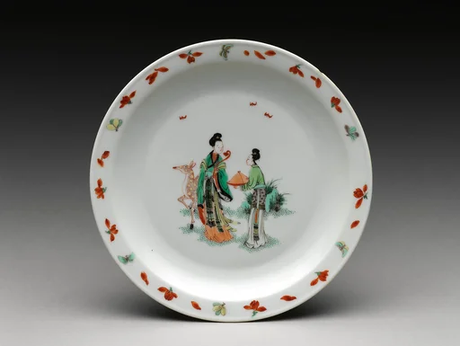 清康熙 景德鎮窯五彩仙女圖盤|Plate with fairies