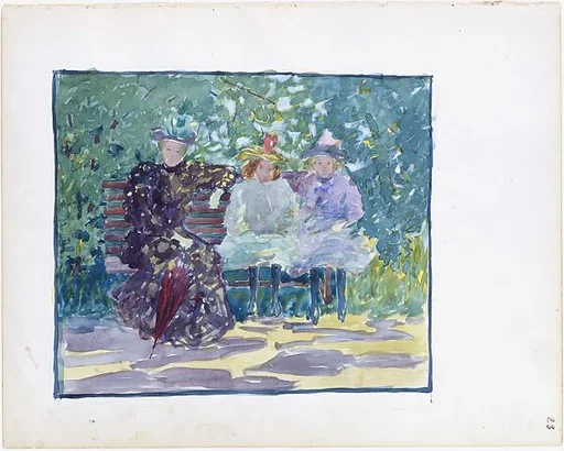Large Boston Public Garden Sketchbook: A woman and two girls sitting in the park