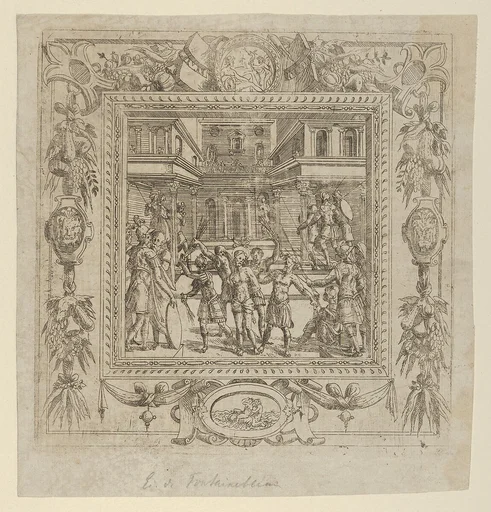 Flagellation of Christ in an ornate Frame