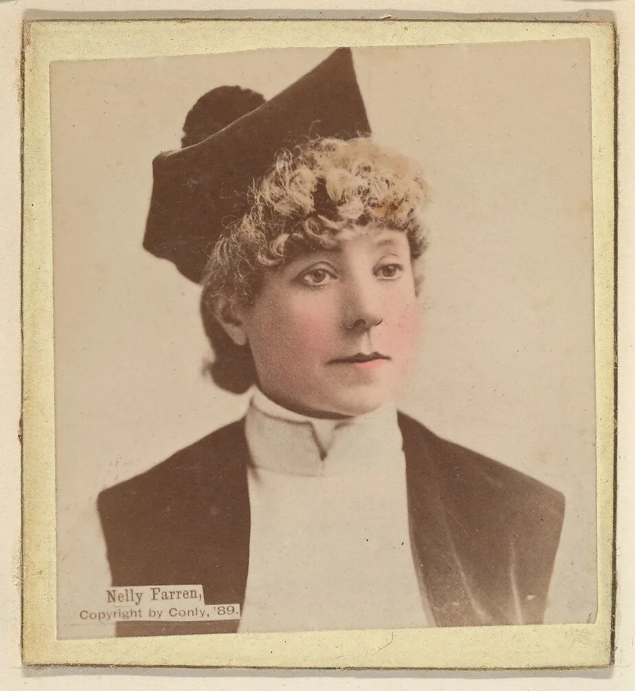 Nelly Farren, from the Actresses series (N246), Type 2, issued by Kinney Brothers to promote Sporting Extra Cigarettes — Kinney Brothers Tobacco Company|Conly