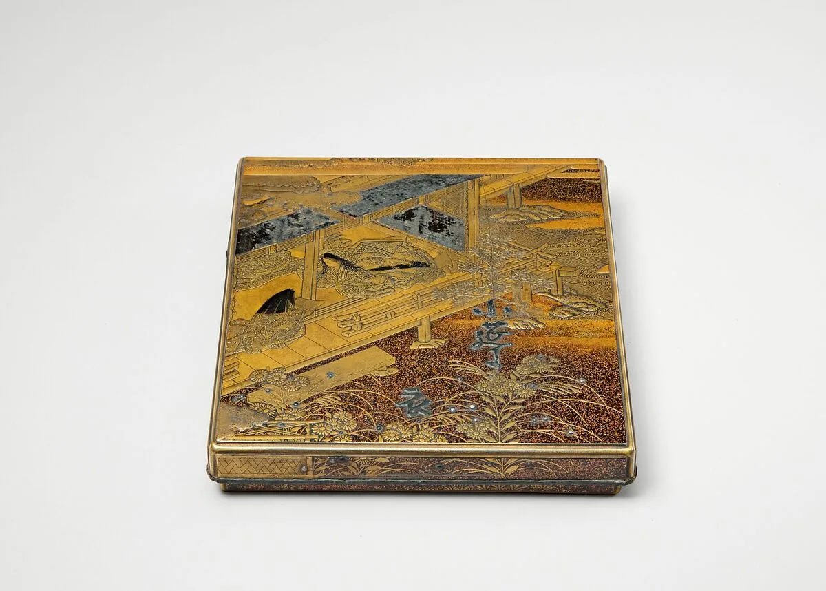 橋姫蒔絵硯箱|Writing Box (Suzuribako) with “The Lady of the Bridge” Design — Unknown