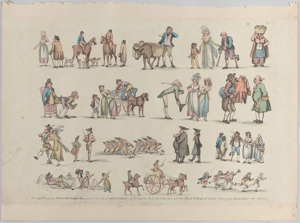 Plate 6, Outlines of Figures, Landscapes and Cattle...for the Use of Learners — S. W. Fores|Thomas Rowlandson
