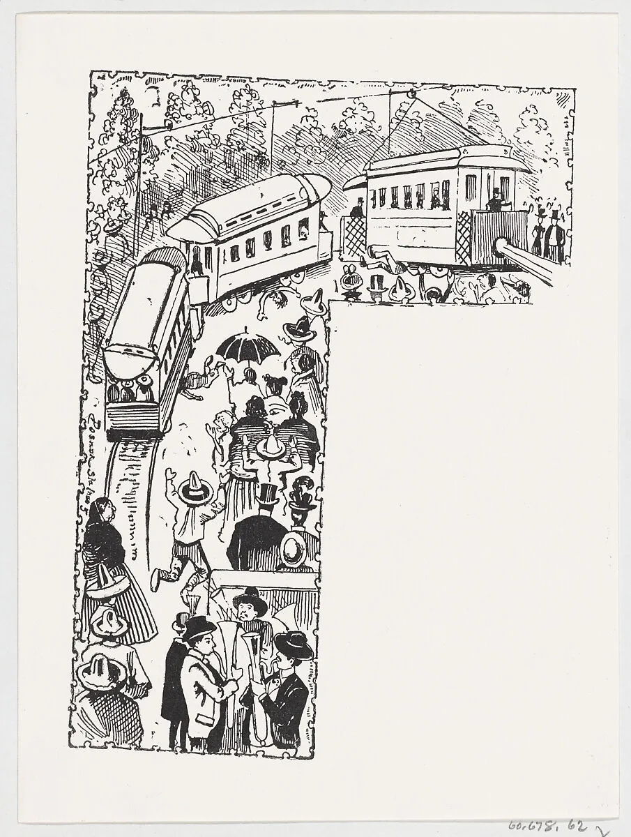 Chaos and fatalities resulting from a broken electric trolley car, from a broadside entitled 'Alegre Inauguracion del Eléctrico Tranvía' — José Guadalupe Posada|José Sanchez