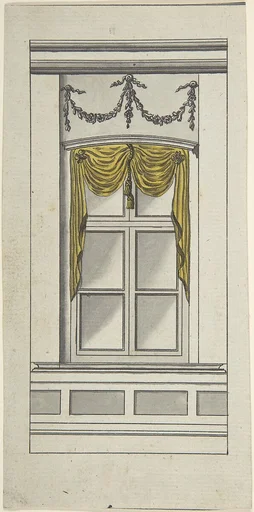 Design for a Window with Yellow Drapery