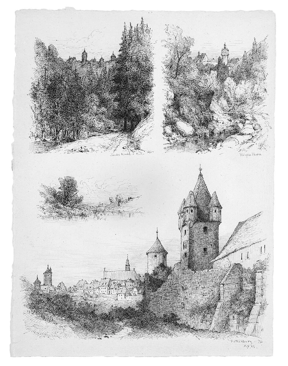 Sheet of Four Sketches of Germany — Andrew Fisher Bunner
