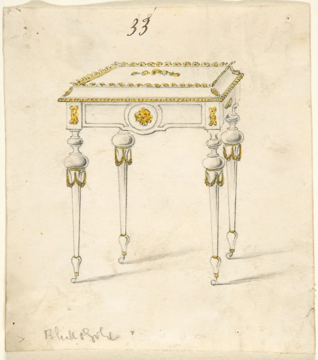 Design for a Small Table on Casters — Anonymous, British, 19th century