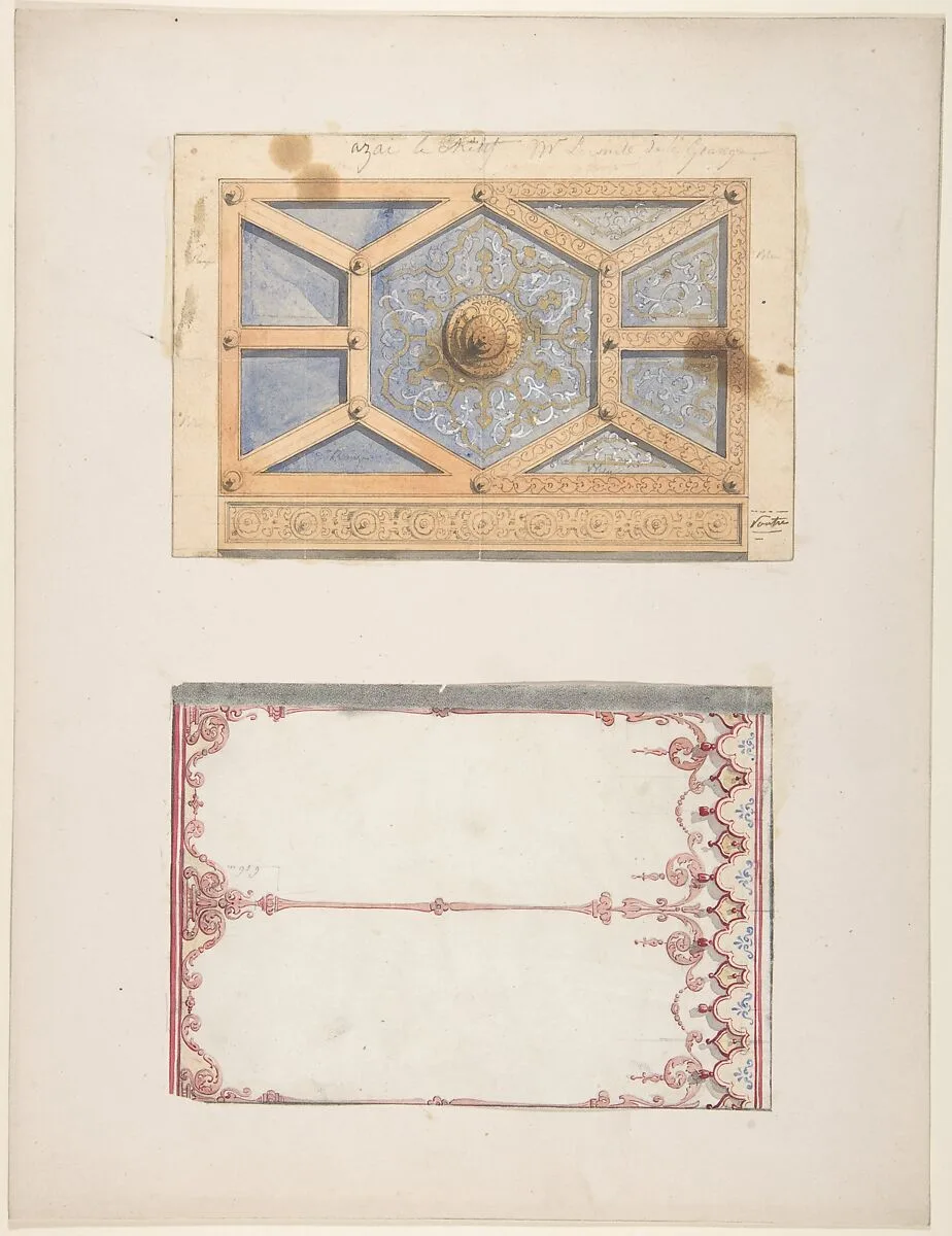 Designs for Ceiling and Wall Decoration for Monsieur Lecomte de la Grange — Jules-Edmond-Charles Lachaise|Eugène-Pierre Gourdet