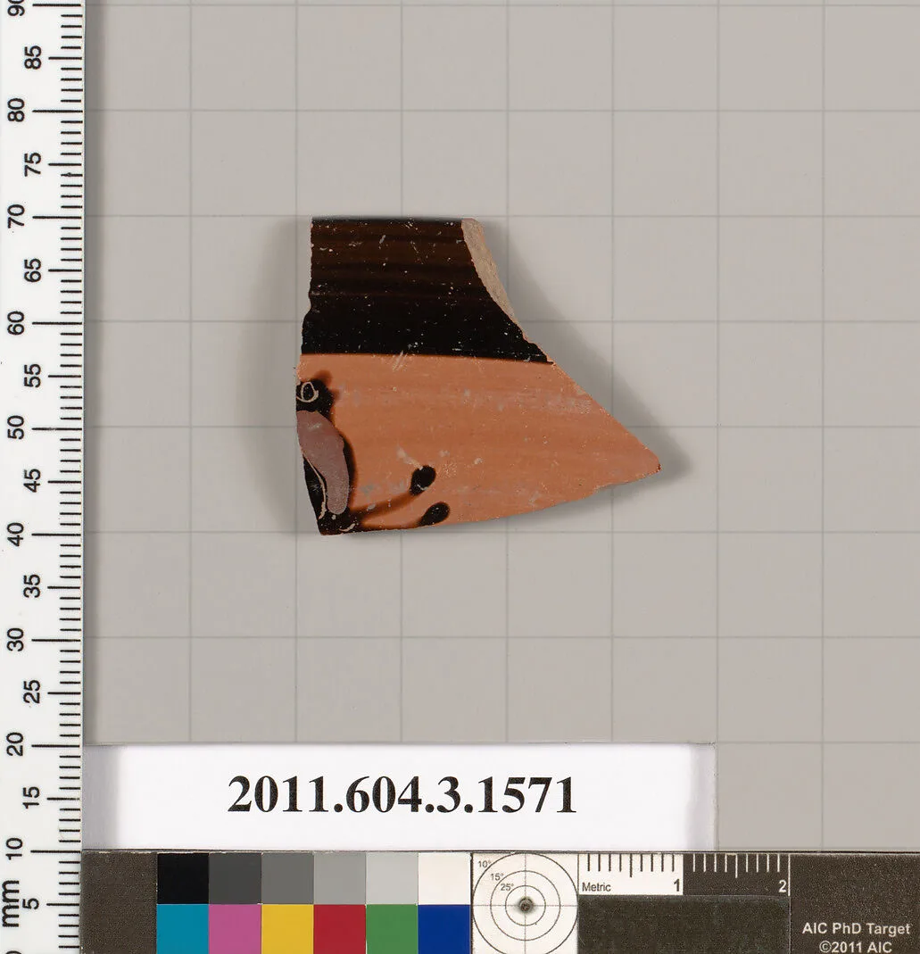 Terracotta rim fragment of a kylix: Band cup (drinking cup) — Unknown