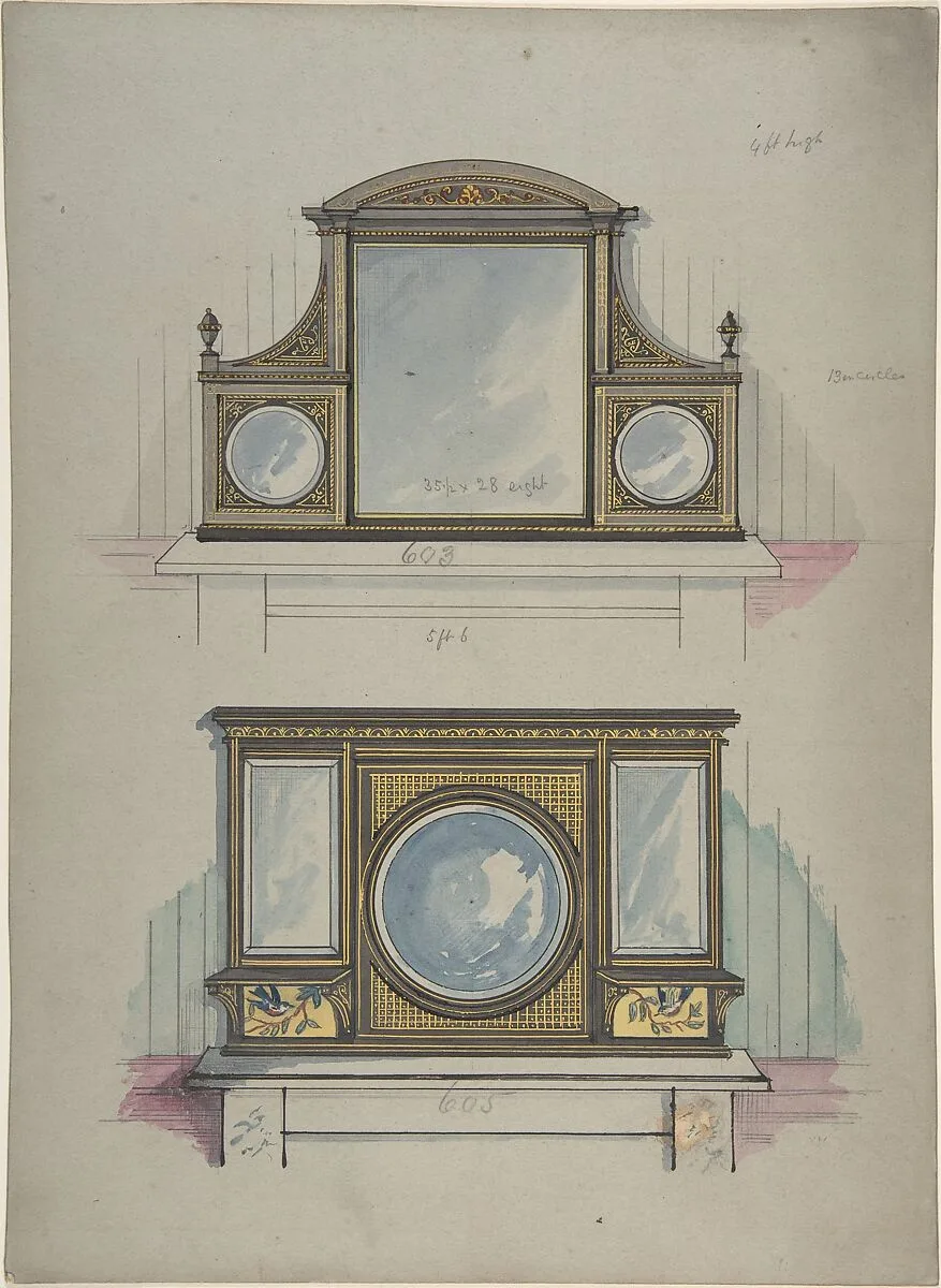 Design for Two Mirrors over Mantels — Anonymous, British, 19th century