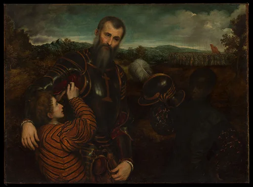 Portrait of a Man in Armor with Two Pages