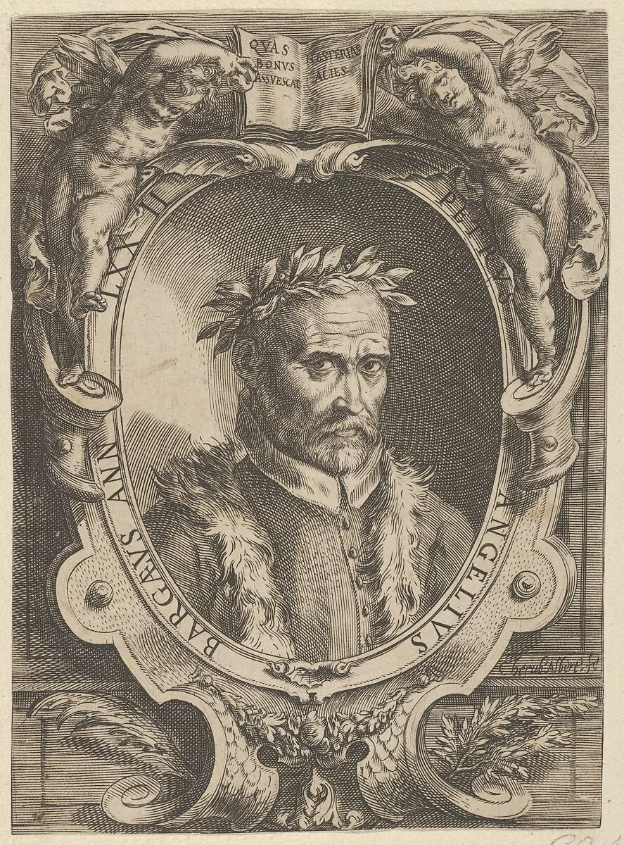 Portrait of Pietro Angela da Barga, bust-length and in a decorative border — Cherubino Alberti (Zaccaria Mattia)