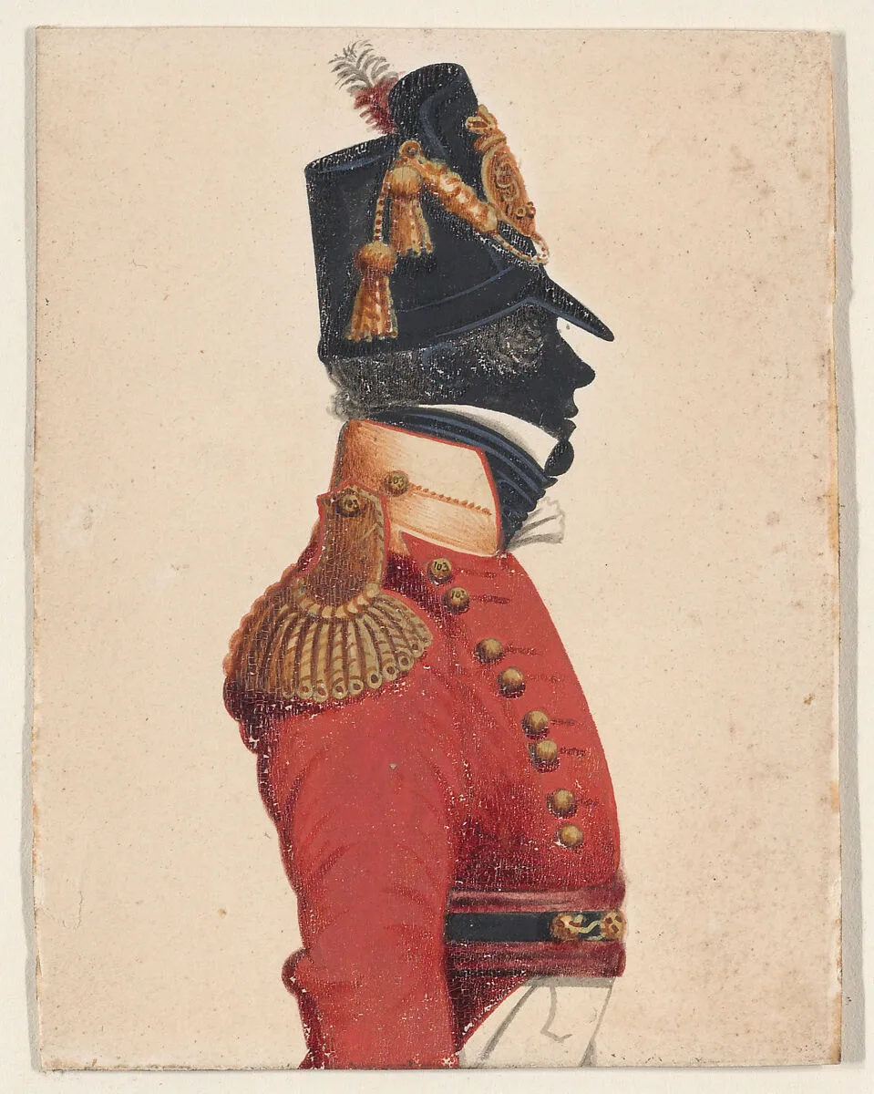 Half-length silhouette of a young officer of the 103rd regiment — John Buncombe
