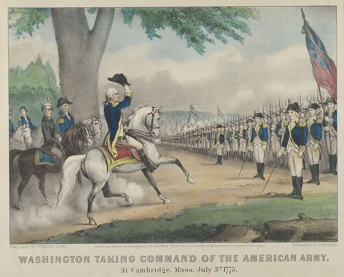 Washington Taking Command of the American Army – At Cambridge, Massachusetts, July 3rd, 1775 — Currier & Ives|George Washington