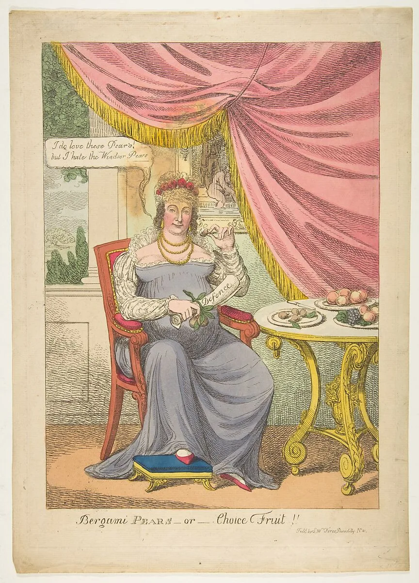 Bergami Pears–or–Choice Fruit !! — Anonymous, British, 19th century|S. W. Fores|Bartolommeo Bergami|Caroline of Brunswick