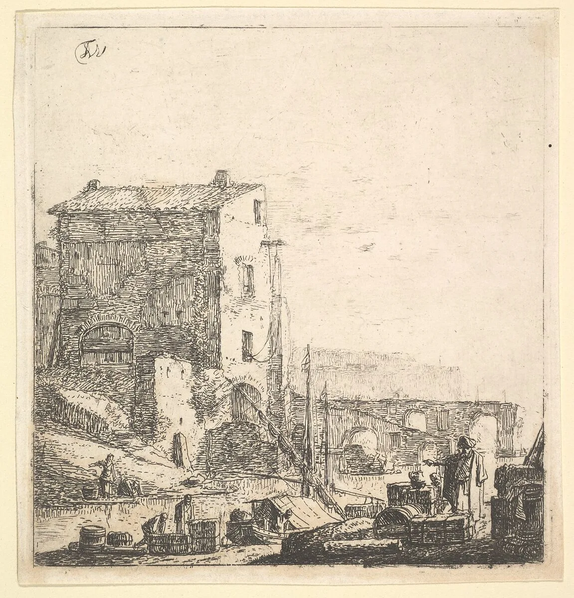 An Oriental Merchant with Merchandise at Riverside — Thomas Wijck