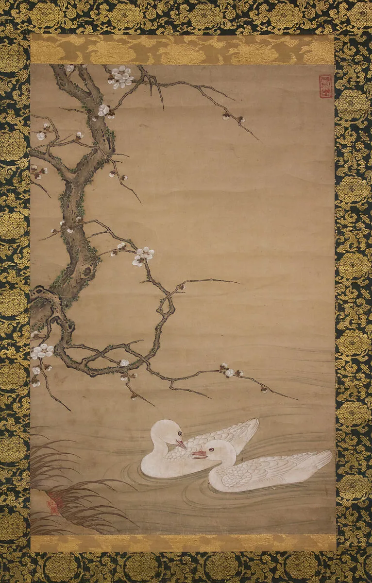 梅に水鳥図 (Ume ni mizutori zu)|Plum Tree and Waterfowl — Kano Masanobu 狩野正信