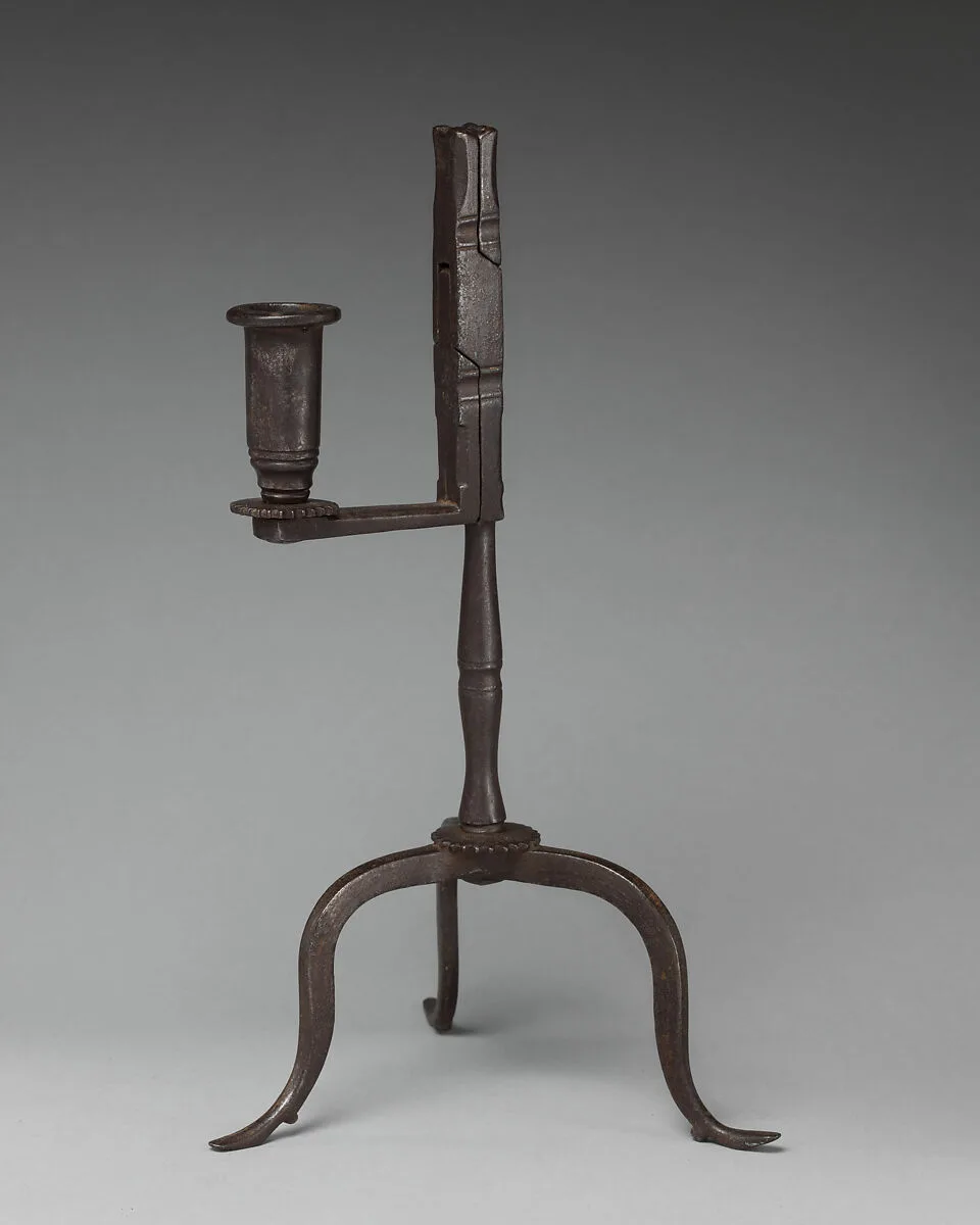 Candlestick and rushlight holder — Unknown