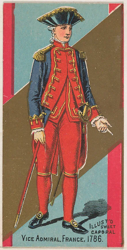 Vice Admiral, France, 1786, from the Military Series (N224) issued by Kinney Tobacco Company to promote Sweet Caporal Cigarettes — Kinney Brothers Tobacco Company