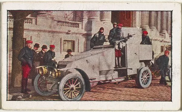 Card No. 244, New Blinded War Autos in Front of Grand Palace, Paris, Mounted by French Marines, from the World War I Scenes series (T121) issued by Sweet Caporal Cigarettes — American Tobacco Company|Underwood & Underwood