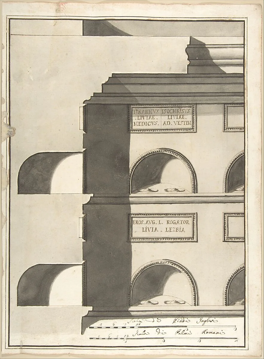 Elevation and Section of a Columbarium — Pietro Paolo Coccetti (Cocchetti)