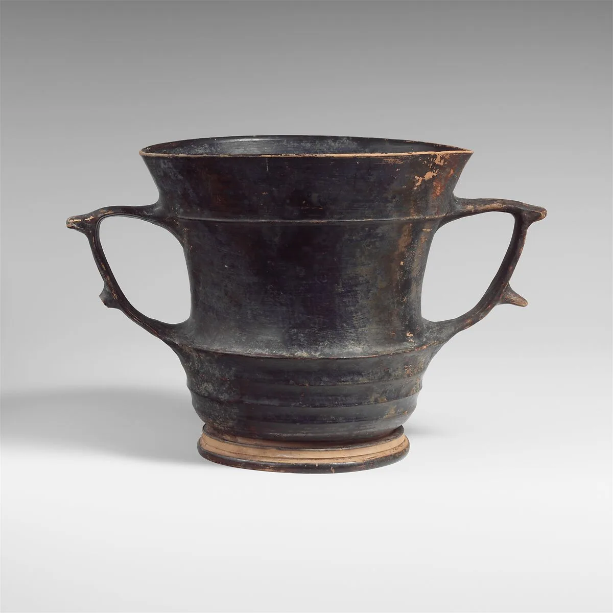 Terracotta kantharos: karchesion (deep cylindrical drinking cup) — Unknown
