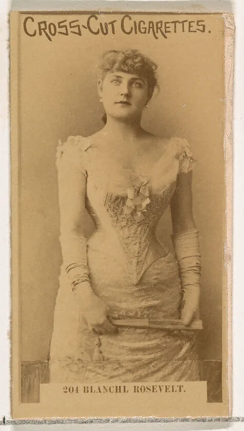 Card Number 205, Blanche Roosevelt, from the Actors and Actresses series (N145-2) issued by Duke Sons & Co. to promote Cross Cut Cigarettes — W. Duke, Sons & Co.