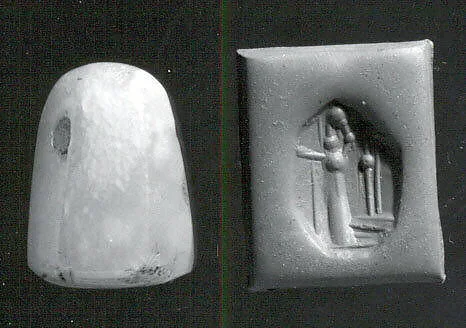 Stamp seal (octagonal pyramid) with cultic scene — Unknown