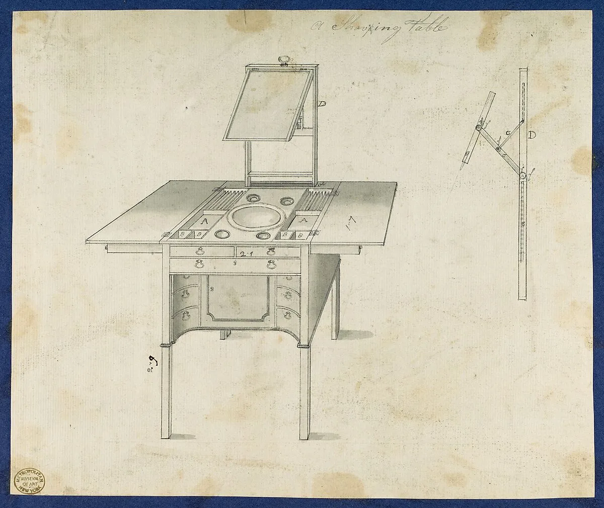 Shaving Table, from Chippendale Drawings, Vol. II — Thomas Chippendale