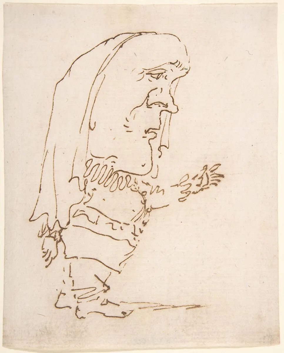 Caricature of a Man Pointing — Gian Lorenzo Bernini