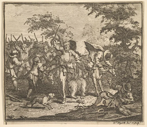 The Encounter with Talgol and Magnano (Seventeen Small Illustrations for Samuel Butler's Hudibras, no. 3)
