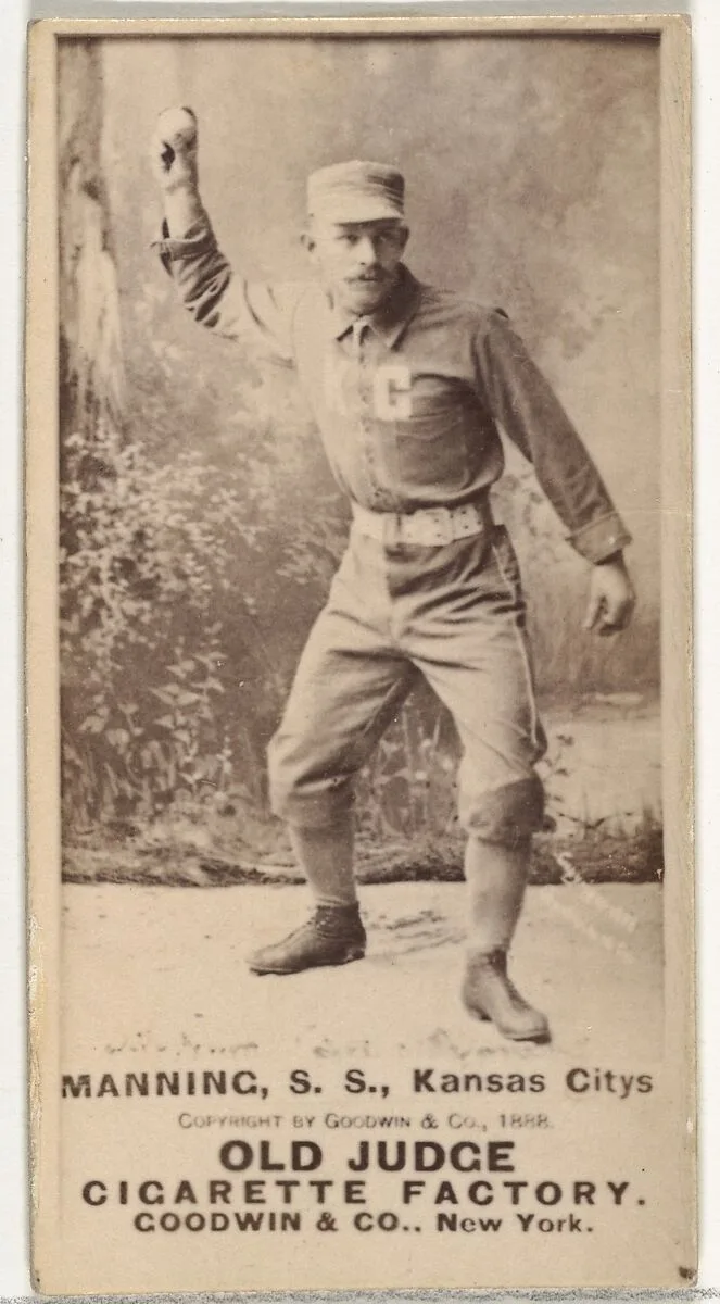 James H. "Jim" Manning, Shortstop, Kansas City Cowboys, from the Old Judge series (N172) for Old Judge Cigarettes — Goodwin & Company