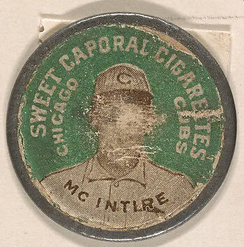 McIntire, Chicago Cubs (green), from the Domino Discs series (PX7), issued by Kinney Brothers — Kinney Brothers Tobacco Company
