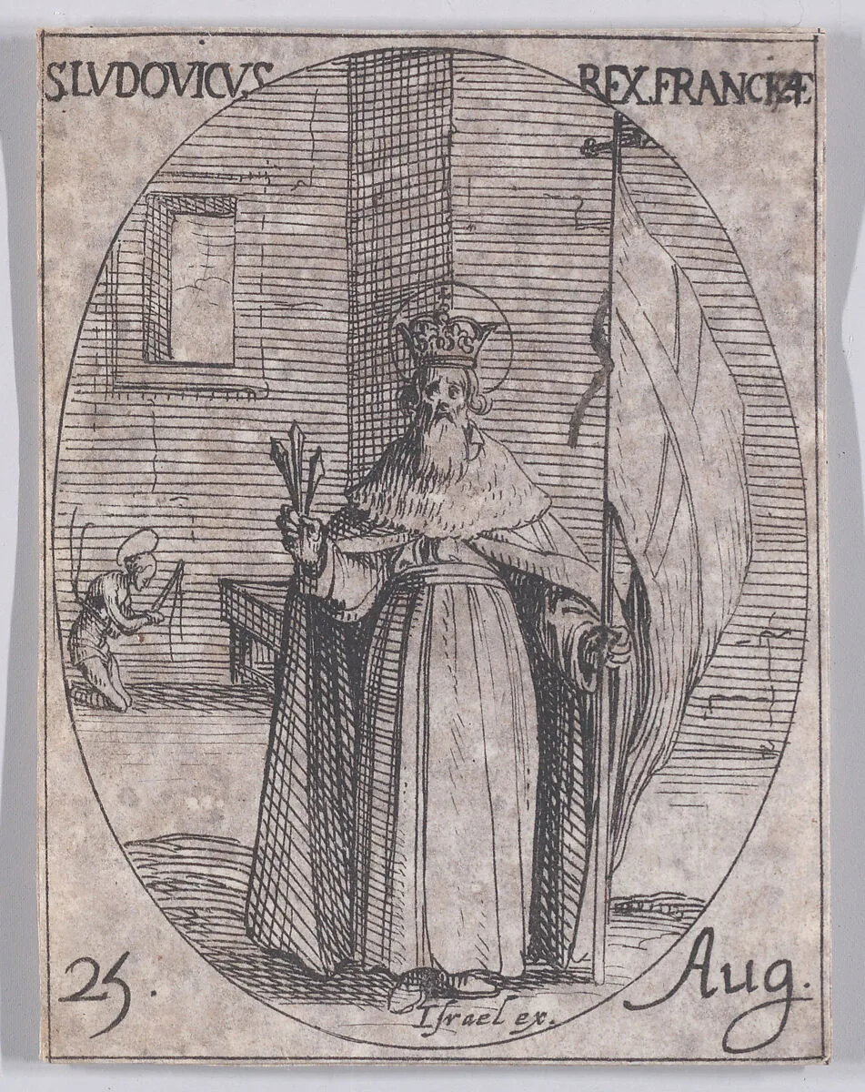 S. Louis, Roi de France (St. Louis, King of France), August 25th, from "Les Images De Tous Les Saincts et Saintes de L'Année" (Images of All of the Saints and Religious Events of the Year) — Jacques Callot|Israël Henriet