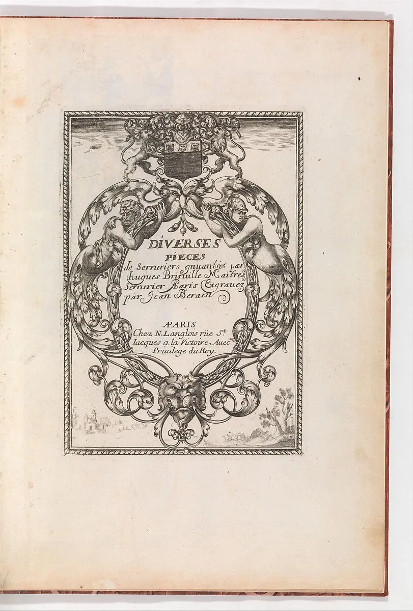 Diverses Pieces de Serruriers, title page (recto) — Hugues Brisville|Jean Berain|Gabriel Ladame