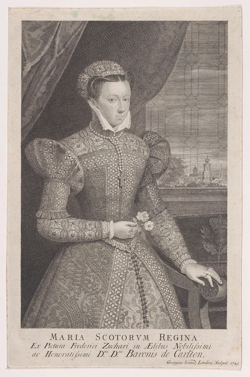 Mary, Queen of Scots (frontispiece, from "De vita et rebus gestis... principis Mariae Scotorum reginae, Franciae dotariae, quae scriptis tradidere autores sedecim...," volume 1) — Mary, Queen of Scots|George Vertue|Federico Zuccaro (Zuccari)|Samuel Jebb