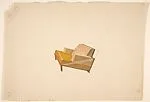 Perspective of a Lounge Chair with 2-Color Upholstery, for Agnelli — Guglielmo Ulrich