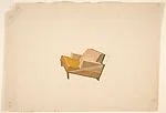 Perspective of a Lounge Chair with 2-Color Upholstery, for Agnelli