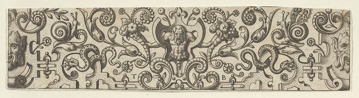 Frieze with Half-Length Figure Holding Cornucopias — Theodor de Bry