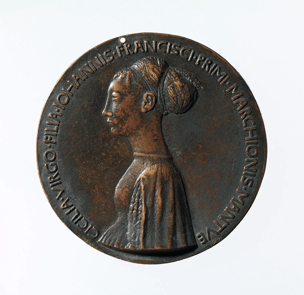 Portrait medal of Cecilia Gonzaga (obverse); Innocence and a Unicorn in a Moonlit Landscape (reverse) — Pisanello (Antonio Pisano)