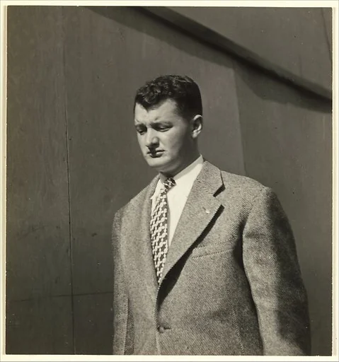 [Male Pedestrian in Tweed Coat, Detroit (for Fortune Magazine Article "Labor Anonymous")]