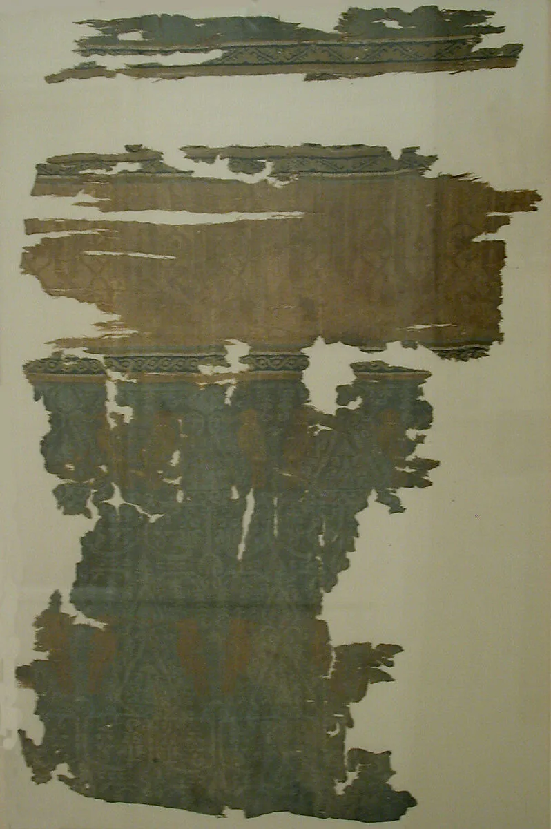 Textile Fragment with Facing Pairs of Birds Flanking a Tree of Life — Unknown